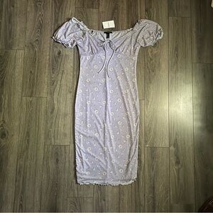 Forever 21 NWT lavender midi dress | bodycon floral coquette size L